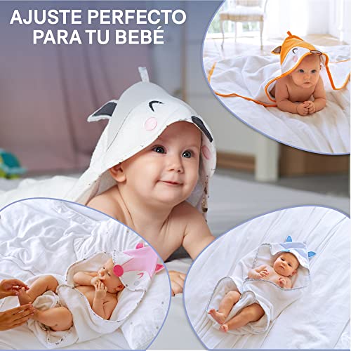 Toalla Bebe con Capucha Niño y Niña - Capucha Cabecita de Zorro-Toalla de baño 100% Algodón Ecológico, Certificado Oeko Tex, Sin Productos Químicos - Albornoz Bebe 70x70cm, 0 -12 Meses - Naranja