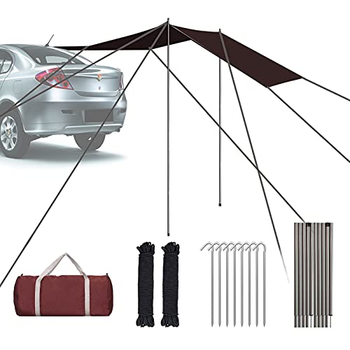 Toldo Furgoneta Camper Lateral, Tienda Techo Coche Camping PortóN Traser, Toldos para Autos Impermeable, Avance Coche para SUV, Mpv, Hatchback, Coche, Camping, Exterior,Rojo,300 * 200cm