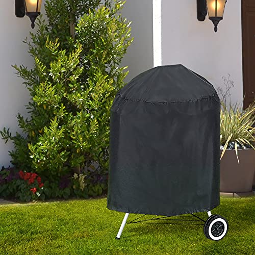 TOPERSUN Funda Barbacoa Exterior Impermeable Funda Protectora para Barbacoa BBQ Redonda Cubierta para Barbacoa Anti-Humedad/Anti-Viento/Anti-Polvo 77cm x 70cm Negro con Cuerda de Bloqueo