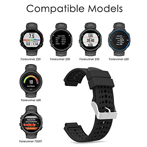 TOPsic Garmin Forerunner 235 Correa, Reemplazo Suave Silicona Watch Band Deportiva Accessorios de Reloj Pulsera Ajustable Correa para Garmin Forerunner 235/220/230/620/630/735 Correa