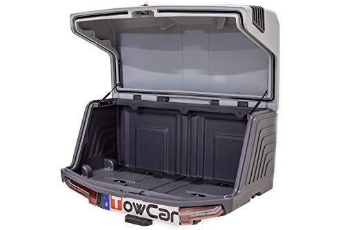 Towbox V3 - Portaequipajes para enganche de remolque, color gris clásico, caja de transporte, portaequipajes