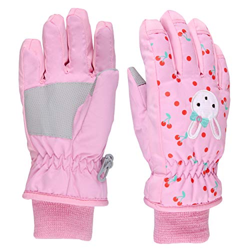 TRIWONDER Guantes de Esquí Niños Impermeables Cálidos Guantes de Invierno para Snowboard Ciclismo 4-13 Años (A - Rosa, L (9-13 años))