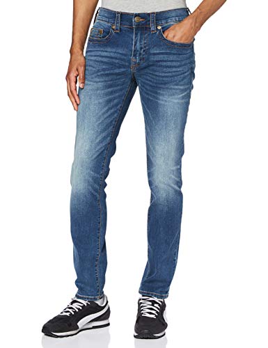 True Religion Men's Rocco No Flap Single Needle Slim Jeans, Disrupción Media, 33W/30L para Hombre