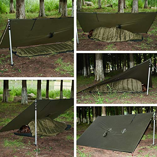 TS Tactical Store Chubasquero Poncho de lluvia con capucha impermeable ligero 5000mm Color Multitarn Multifuncional: Toldo, manta suelo camping o manta picnic para senderismo, ciclismo MILTEC 5000MT