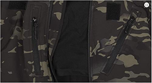 TS Tactical Store SOFTSHELL Chaqueta Militar táctica Softshell DARK CAMO impermeable 5000mm | Chaqueta Cortavientos outdoor para hombre con capucha altamente transpirable, MIL-TEC Premium Talla L