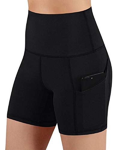 Tuopuda Cortas Leggins Mujer Pantalones Deportivas Cintura Alta Pantalones con Bolsillo del teléfono para Running Training Fitness Yoga y Pilates (Negro,L)