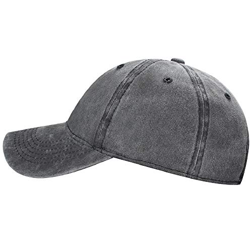 Tuopuda Gorra de Béisbol Classic Unisex Ajustable Washed Teñido Gorras de Béisbol de Algodón Sombrero de Deportes al Aire Libre (Negro)