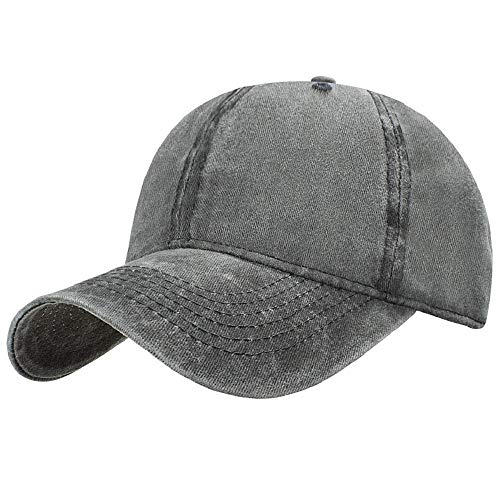 Tuopuda Gorra de Béisbol Classic Unisex Ajustable Washed Teñido Gorras de Béisbol de Algodón Sombrero de Deportes al Aire Libre (Negro)