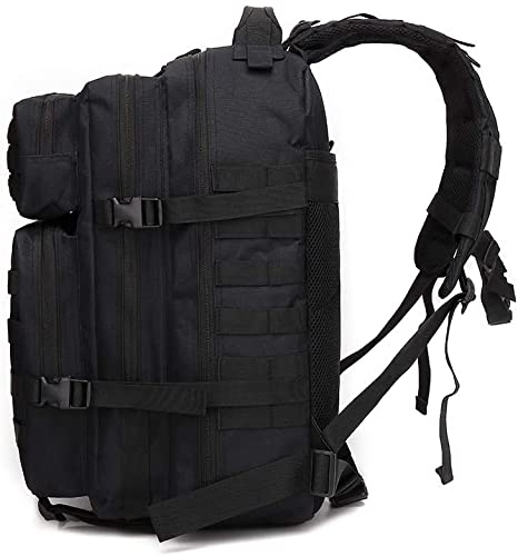 TWIN PEAKS SPORTS Mochila Táctica Militar, 45L Gran Capacidad Mochila Crossfit, Plegable Impermeable Mochila Supervivencia, Montañismo, Senderismo, Trekking, Acampada, Aventura o Viajes (Negra)