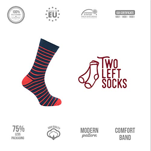 TWO LEFT SOCKS Premium Fashion Sets de 5 p. de calcetines! Calidad de algodón, muchos diseños y tamaños muchos unisex (SET 1 ROSSO E BLU SCURO, EU 39-42 / UK 6-8)