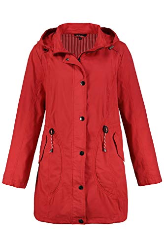 Ulla Popken Cotton mit Streifen-Kontrast Parka de algodón con Rayas en Contraste, Salsa, 46 para Mujer