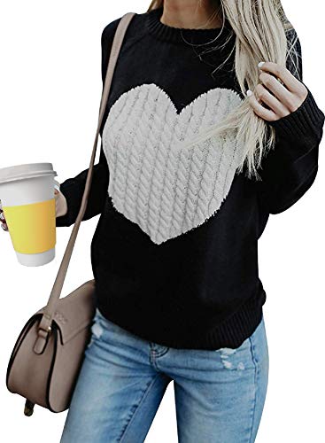 UMIPUBO Mujer Básico Punto Suéter de Moda O-Cuello Otoño Invierno Oversize Casual sólido Largo Manga Jerseys Amor suéter Suelto Blusas Abrigo Jersey Tops Women Sweater