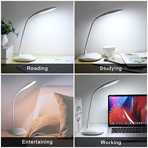 URAQT Flexo Led Escritorio, Lampara Lectura Pinza, Lampara Escritorio con Panel Táctil, 3 Niveles de Brillo y Modo de Carga USB, 360 ° Flexible-2