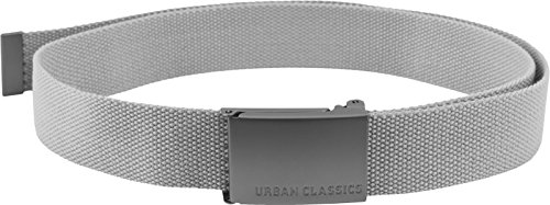 Urban Classics Belt Canvas Unisex, Hombre y Mujer, Correa de Tela, Cinturón de Cuerda sin Agujeros, con Logo en la Hebilla Cuadrada, Gris, Talla Única