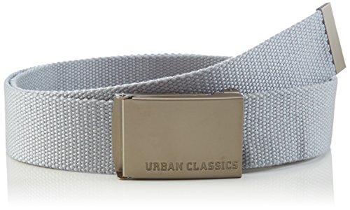 Urban Classics Belt Canvas Unisex, Hombre y Mujer, Correa de Tela, Cinturón de Cuerda sin Agujeros, con Logo en la Hebilla Cuadrada, Gris, Talla Única