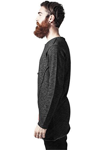 Urban Classics Fashion Long Terry Crew Sudadera, Negro (Black Melange 620), S para Hombre