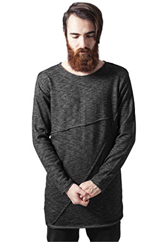 Urban Classics Fashion Long Terry Crew Sudadera, Negro (Black Melange 620), S para Hombre