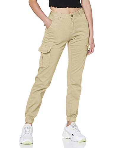 Urban Classics Ladies High Waist Cargo Pants Pantalones para Mujer, Beige (concrete), 26W