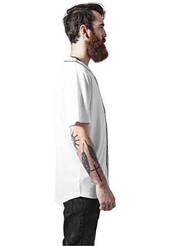 Urban Classics Mesh Jersey Camiseta Baseball con Botones a Presión, Blanco (White), M para Hombre