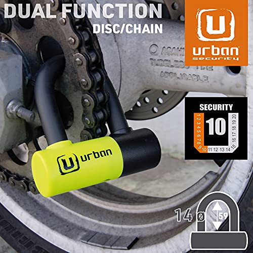 urban UR59 Candado Antirrobo Moto Disco Mini U 14 mm Doble Cierre Acero Endurecido