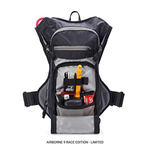 USWE Airborne 9L Limited Race Edition, paquete de hidratación con bolsa de agua de 3,0 l/100 onzas, gris y negro