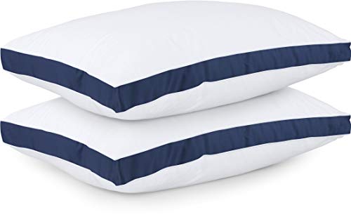 Utopia Bedding Almohadas 45 x 66 cm (2 Unidades) - Tejido de Mezcla de algodón con Relleno de poliéster 3D - Transpirable y Suave (Azul Marino)