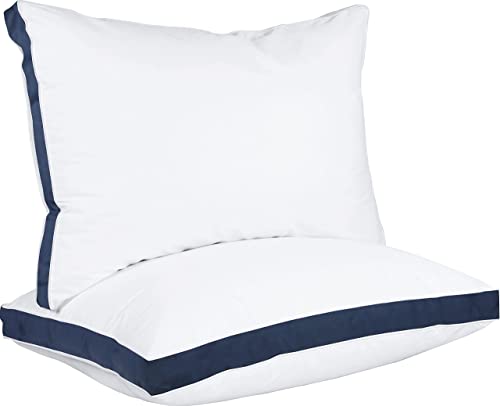 Utopia Bedding Almohadas 45 x 66 cm (2 Unidades) - Tejido de Mezcla de algodón con Relleno de poliéster 3D - Transpirable y Suave (Azul Marino)