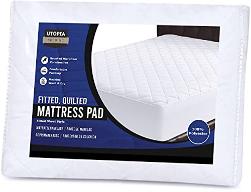 Utopia Bedding - Protector de colchón Acolchado (122x190 cm) - Microfibra - Transpirable - Funda para colchon estira hasta 38 cm de Profundidad - 122 x 190 cm, Cama 120