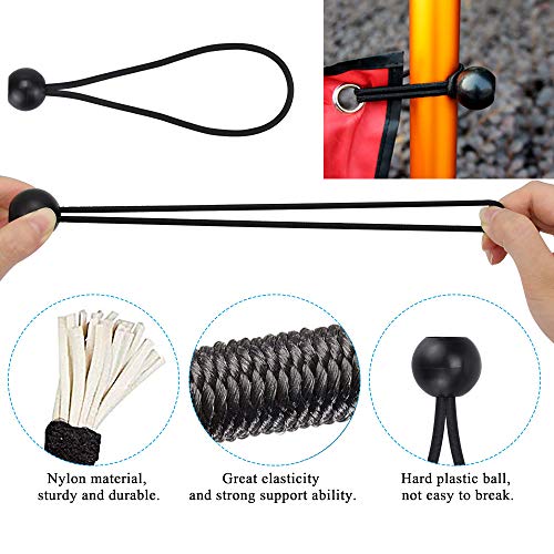 UTRUGAN 10 PCS Clips de Tienda de ABS Pinza de Lona Cocodrilo Abrazadera de Toldo Estable Tensor Elástico de Nylon con Bolas Bungee para Tiendas de Campaña al Aire Libre Toldos Lonas (Negro)