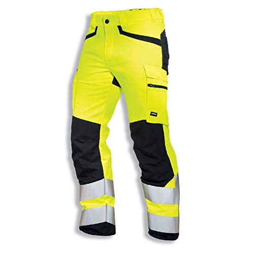 Uvex Protection Flash Pantalones de Seguridad - Pantalón de Trabajo - Alta Visibilidad con Cintas Reflectantes y Multibolsillos - Amarillo