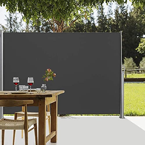 uyoyous Toldo lateral de aluminio extensible, protección visual 160 grados, resistente al agua, protección solar, protección contra el viento, protección visual para terraza, 160 x 300 cm, color gris