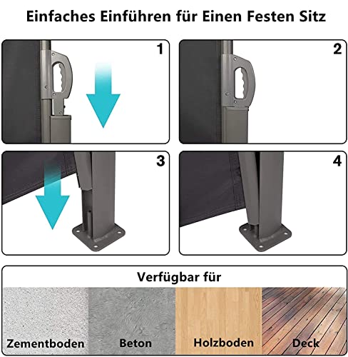 uyoyous Toldo lateral de aluminio extensible, protección visual 160 grados, resistente al agua, protección solar, protección contra el viento, protección visual para terraza, 160 x 300 cm, color gris