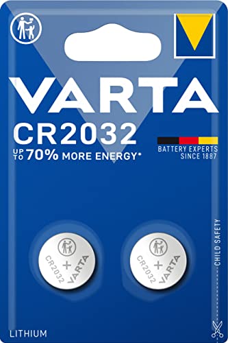 Varta Pila de botón de litio de 3 V Electronics CR2032, pilas de botón en un blíster original de 2 unidades