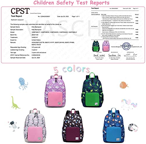 VASCHY Mochila Infantil, Mochila Niños Preescolar Linda Resistente al Ggua Ligera Mochila para Niño y Niña con Correa para el Pech (Océano)