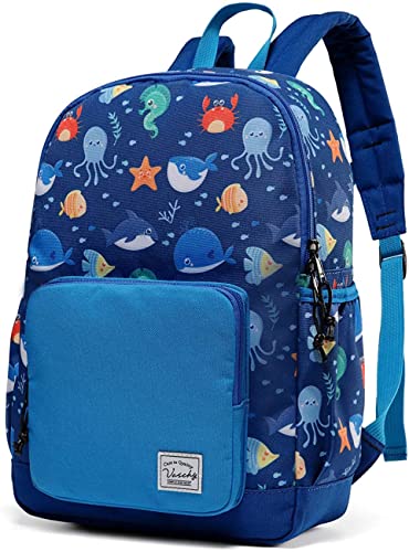 VASCHY Mochila Infantil, Mochila Niños Preescolar Linda Resistente al Ggua Ligera Mochila para Niño y Niña con Correa para el Pech (Océano)