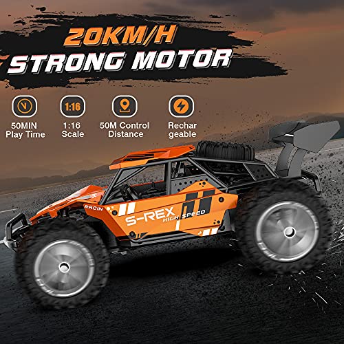 VATOS Coches Teledirigidos para Niños - Escala 1:20 Aleación 2WD Velocidad máxima 20 km/h Coche RC ｜2,4 GHz Camión RC 2 Baterías con 50 Min de Juegode Regalo de Juguete para Niño de 6-12 Años Niñas