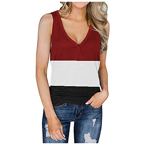 VEMOW Camiseta Chaleco Deportiva para Mujer sin Mangas, Y2k Ligero de Camiseta Elegante Color Sólido Camisola Camisa Tank Top de Tirantes para Running Pilates Fitness Yoga Pijama Dormir(D Rojo,XXL)