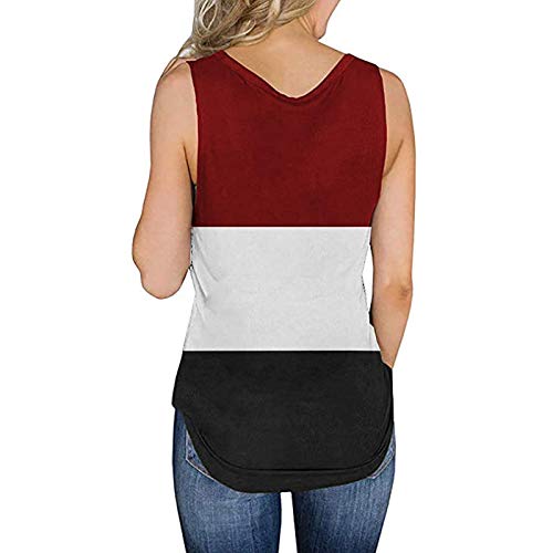 VEMOW Camiseta Chaleco Deportiva para Mujer sin Mangas, Y2k Ligero de Camiseta Elegante Color Sólido Camisola Camisa Tank Top de Tirantes para Running Pilates Fitness Yoga Pijama Dormir(D Rojo,XXL)