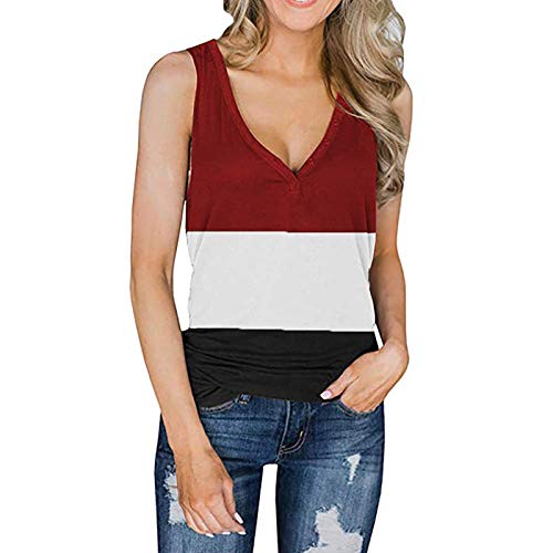 VEMOW Camiseta Chaleco Deportiva para Mujer sin Mangas, Y2k Ligero de Camiseta Elegante Color Sólido Camisola Camisa Tank Top de Tirantes para Running Pilates Fitness Yoga Pijama Dormir(D Rojo,XXL)