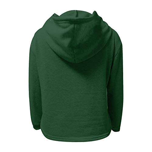 VEMOW Sudadera con Capucha para Mujer Sudadera Mangas largas, 2021 Nuevo Elegantes Moda Estampado de 3D Pata de Gato Color Sólido Suelto con Bolsillos Camisetas Chica Grandes(E Verde,M)