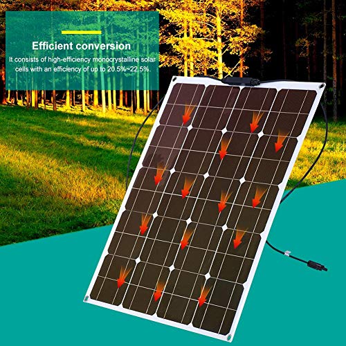 【Venta del día de la Madre】 Panel Solar semiflexible con Cables, Cargador de batería de Dispositivo de Panel Solar semiflexible, protección del Medio Ambiente 80W para Caravana de Barco de RV de C