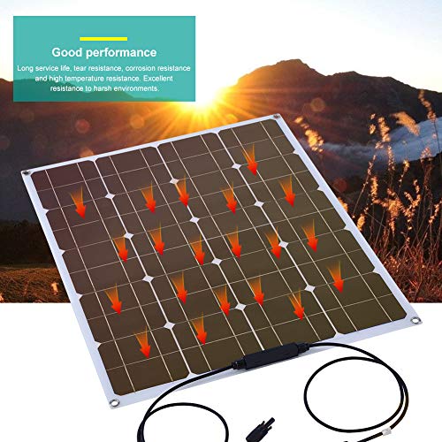 【Venta del día de la Madre】 Panel Solar semiflexible con Cables, Cargador de batería de Dispositivo de Panel Solar semiflexible, protección del Medio Ambiente 80W para Caravana de Barco de RV de C