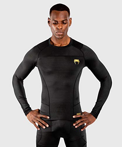 Venum G-Fit Rashguard De Mangas Largas, Hombre, Negro/Dorado, L