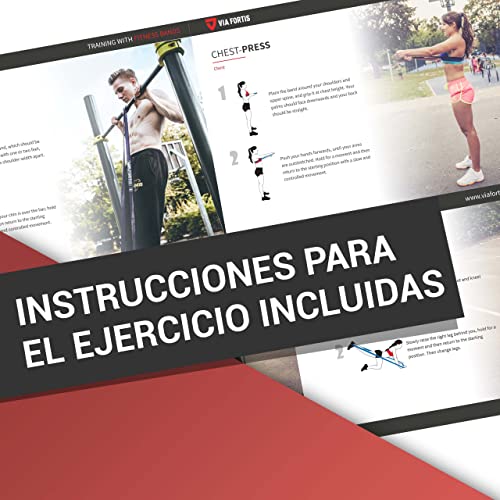 VIA FORTIS Banda Elástica de Resistencia Cuerda de Fuerza para Fitness, Crossfit, Pilates, Estiramientos| Incluye Bolsa de Transporte | 5 Niveles de Resistencia Diferentes (5 - Extra Strong (Azúl))