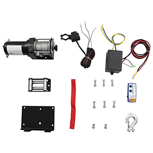 vidaXL 12 V Cabrestante Eléctrico 1.360 KG Placa de Montaje Guiacabos de Rodillo Control Remoto Inalábrico