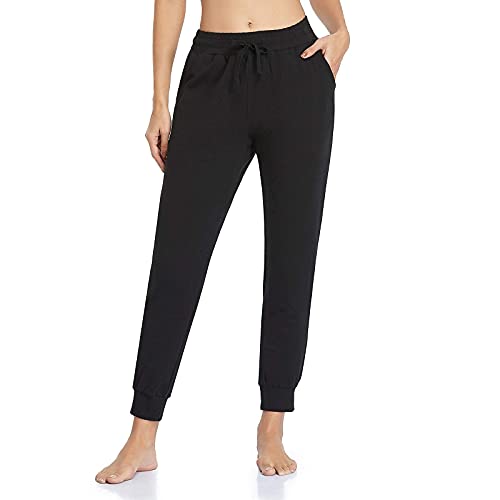 Vimbloom Pantalón Chándal Mujer Pantalones Deportivos Largos Pantalones Jogging Algodón Elastica con Bolsillos para Correr Jogger Casual Fitness VI946（Negro，XL