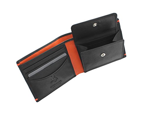 Visconti Colección Alpine MONTREUX Cartera de Cuero AP62 Bloqueo RFID Negro/Naranja