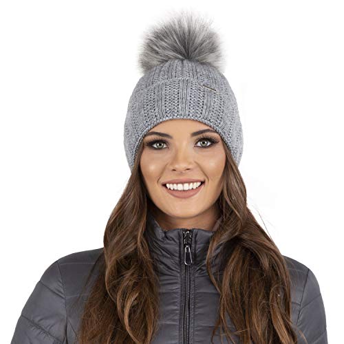 Vivisence Gorra Invernal para Mujeres 7019, Hecho En La UE, Gris Claro,Uni