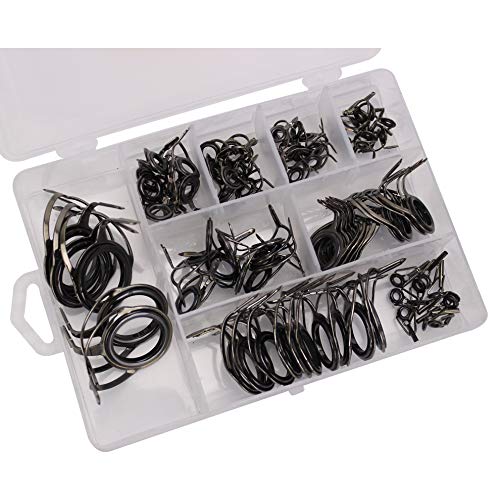 VOANZO 85 unids/caja de pesca guías de caña de pescar Kit de reparación de caña de pescar Spinning Bait Casting Guías de cerámica de acero inoxidable Guía de carbono