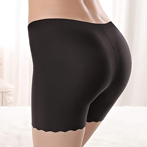 Voqeen 3 Piezas Seda de Hielo Shorts Hipster para Mujer Mini Shorts Culotte para Mujer Mujeres Braguitas Short De Seguridad Shorts de Anti Rozaduras Calzoncillos (Tres Cuartos - Negro+Piel+Blanco, S)